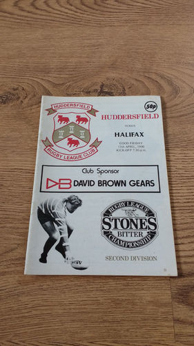 Huddersfield v Halifax Apr 1990 Rugby League Programme