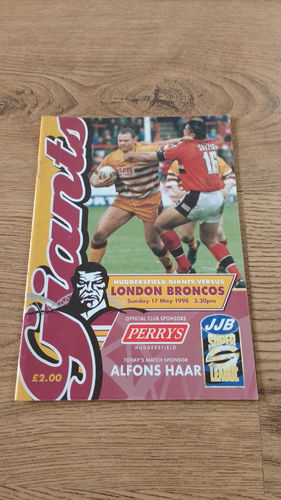 Huddersfield v London Broncos May 1998 Rugby League Programme
