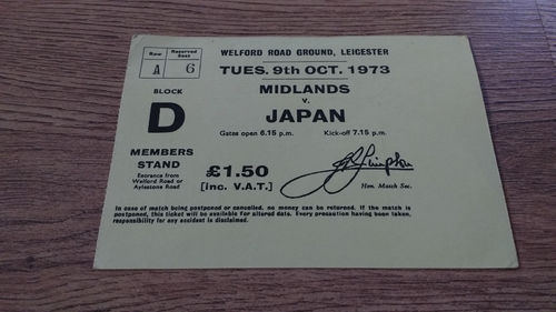Midlands v Japan 1973 Rugby Ticket