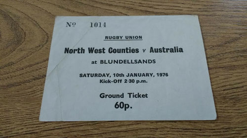 North West Counties v Australia 1976 Rugby Ticket