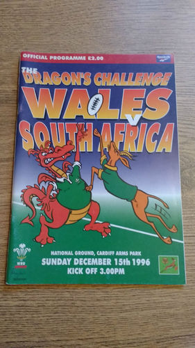 Wales v South Africa 1996 Rugby Programme