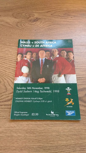 Wales v South Africa 1998 Rugby Programme
