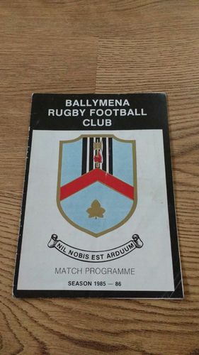Ballymena v St Mary's College Jan 1986 Rugby Programme