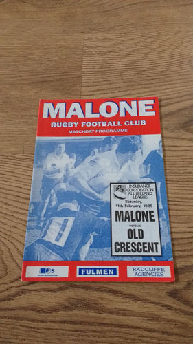 Malone v Old Crescent Feb 1995 Rugby Programme