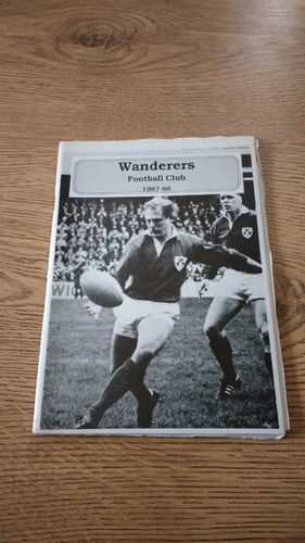 Wanderers v Greystones Oct 1987 Rugby Programme