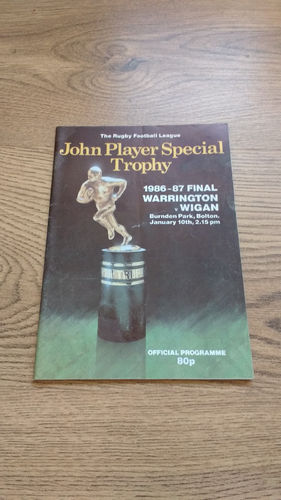 Warrington v Wigan 1987 John Player Trophy Final Rugby League Programme