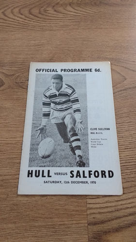 Hull v Salford Dec 1970 Rugby League Programme