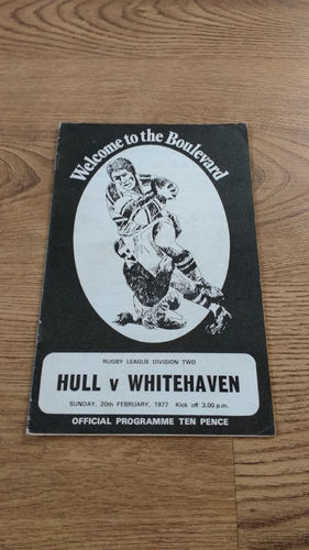 Hull v Whitehaven Feb 1977 Rugby League Programme