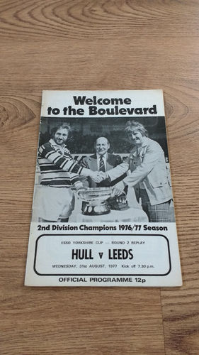 Hull v Leeds Yorkshire Cup Aug 1977 Rugby League Programme