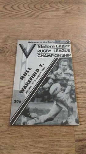 Hull v Wakefield Trinity Aug 1981 Rugby League Programme
