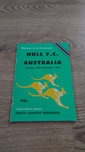 Hull v Australia Nov 1982 RL Programme