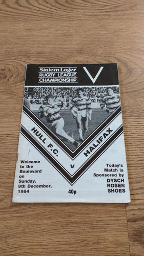 Hull v Halifax Dec 1984 Rugby League Programme