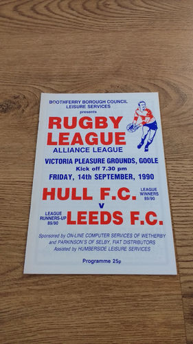 Hull v Leeds Rugby League Alliance Sept 1990 Programme