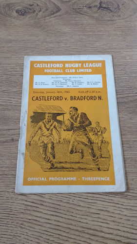 Castleford v Bradford Northern Jan 1960 Rugby League Programme
