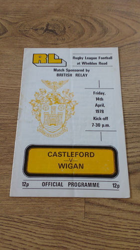 Castleford v Wigan Apr 1978 Rugby League Programme