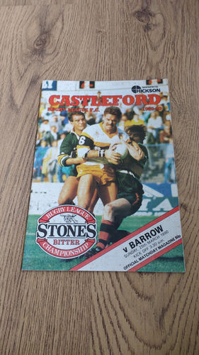 Castleford v Barrow Mar 1990 Rugby League Programme