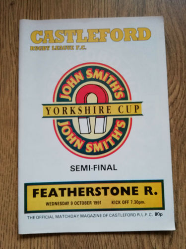 Castleford v Featherstone Yorks Cup S-F Oct 1991 Rugby League Programme