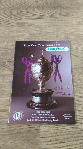 Castleford v Hull Challenge Cup S-F Mar 1992 Rugby League Programme