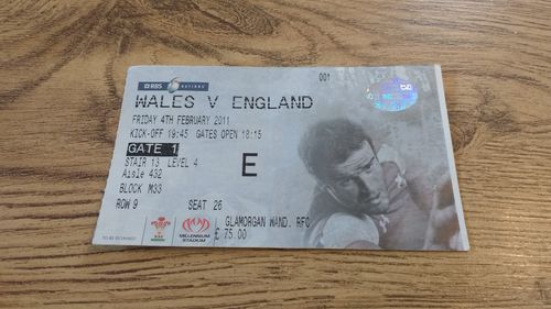 Wales v England Feb 2011 Rugby Ticket