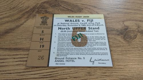 Wales v Fiji 1985 Rugby Ticket