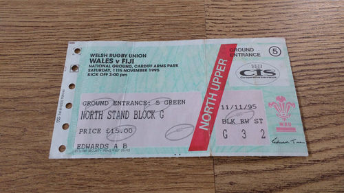 Wales v Fiji 1995 Rugby Ticket