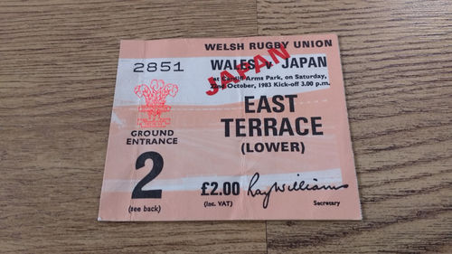 Wales v Japan 1983 Rugby Ticket