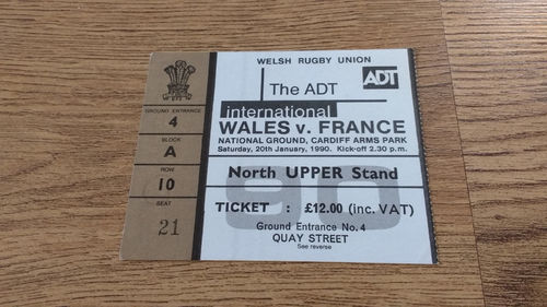 Wales v France 1990 Rugby Ticket