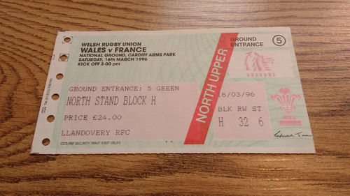 Wales v France 1996 Rugby Ticket