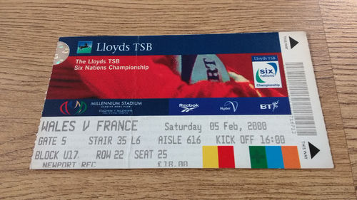 Wales v France 2000 Rugby Ticket
