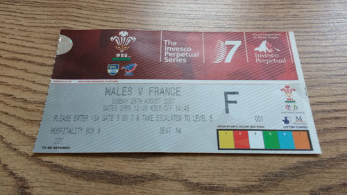Wales v France 2007 Rugby Ticket