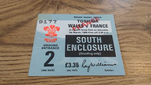 Wales v France 1986 Rugby Ticket
