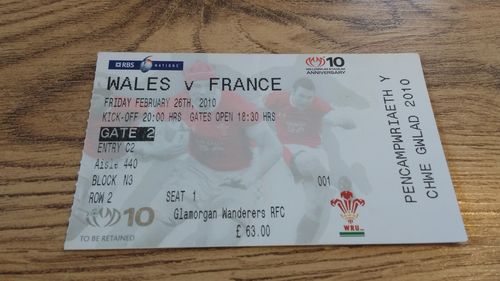 Wales v France 2010 Rugby Ticket