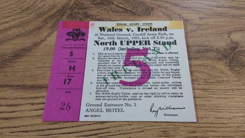 Wales v Ireland 1985 Rugby Ticket
