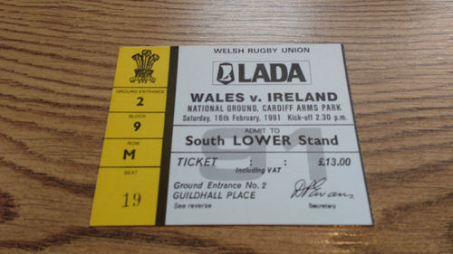 Wales v Ireland 1991 Rugby Ticket