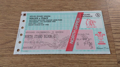 Wales v Italy 1994 Rugby Ticket