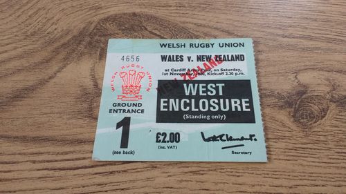 Wales v New Zealand 1980 Rugby Ticket
