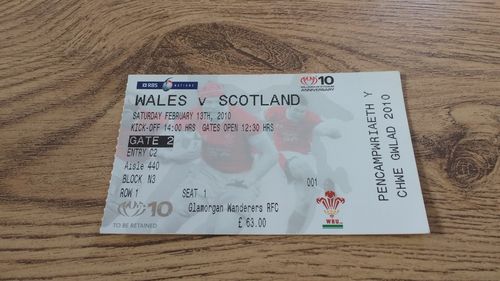 Wales v Scotland 2010 Rugby Ticket