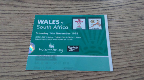 Wales v South Africa 1998 Rugby Ticket