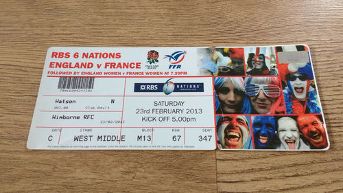 England v France 2013 Rugby Ticket