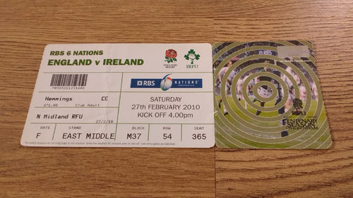 England v Ireland 2010 Rugby Ticket