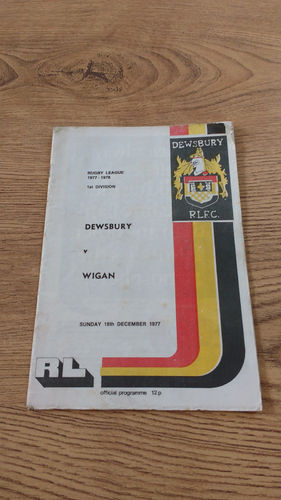 Dewsbury v Wigan Dec 1977 Rugby League Programme