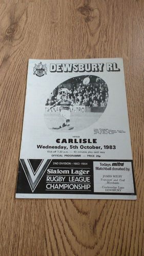 Dewsbury v Carlisle Oct 1983 Rugby League Programme