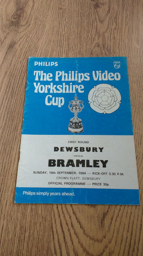 Dewsbury v Bramley Yorkshire Cup Sept 1984 Rugby League Programme