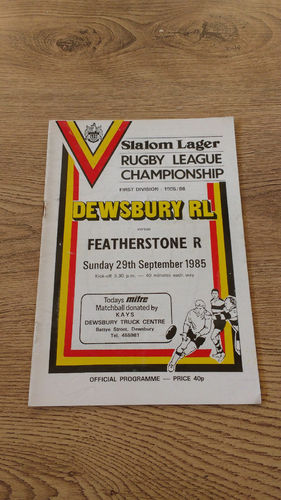 Dewsbury v Featherstone Rovers Sept 1985 Rugby League Programme