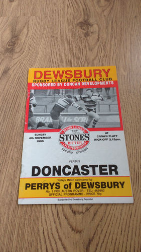 Dewsbury v Doncaster Nov 1990 Rugby League Programme