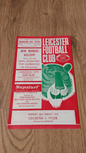 Leicester v Fylde Mar 1970 Rugby Programme