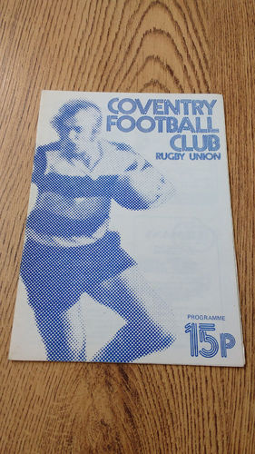 Coventry v Leicester Oct 1980 Rugby Programme