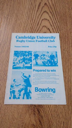 Cambridge University v Leicester Nov 1985 Rugby Programme
