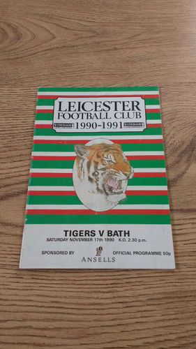Leicester v Bath Nov 1990 Rugby Programme