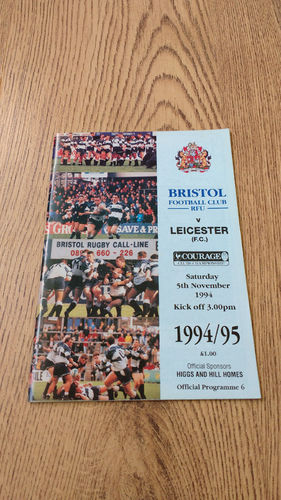 Bristol v Leicester Nov 1994 Rugby Programme